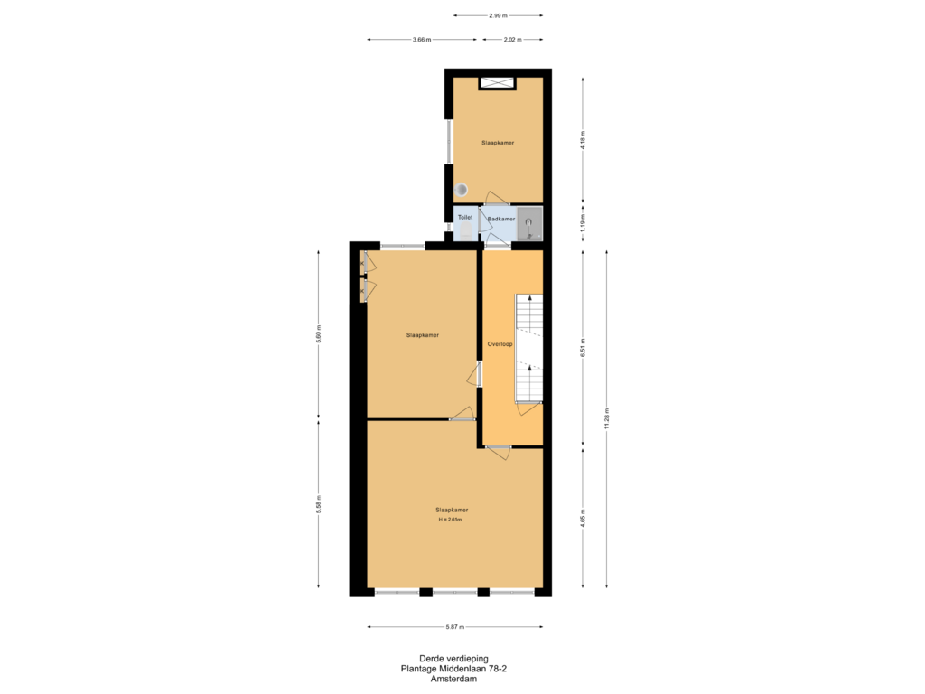 View floorplan of Derde verdieping of Plantage Middenlaan 78-H