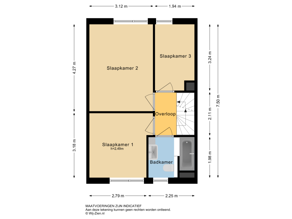 Bekijk plattegrond van Eerste Verdieping van Schildmos 6