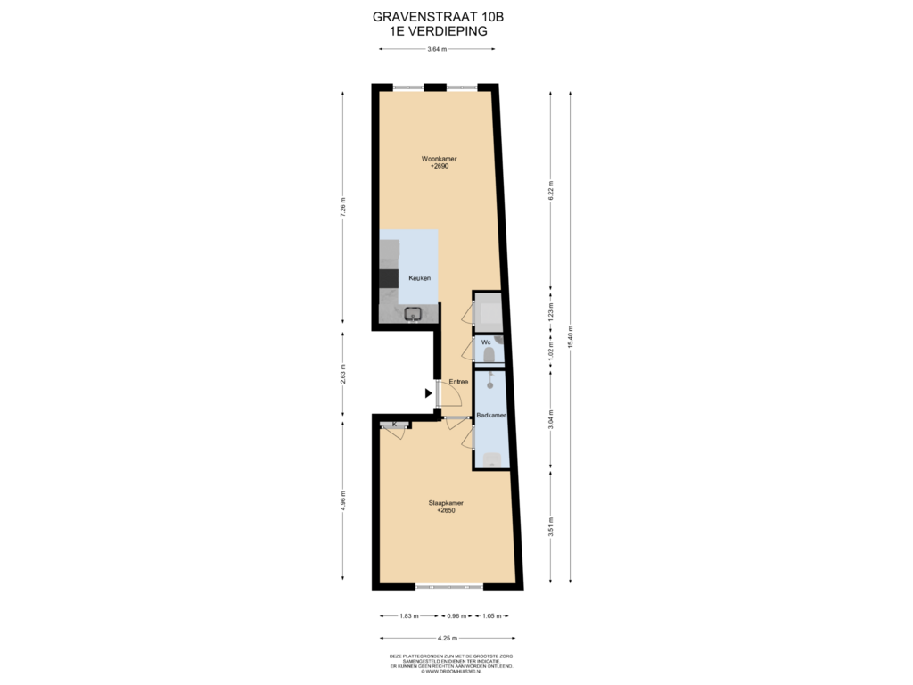 Bekijk plattegrond van 1E Verdieping van Gravenstraat 10-B