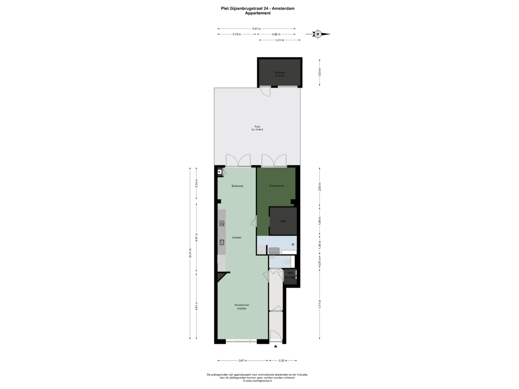 Bekijk plattegrond van Appartement van Piet Gijzenbrugstraat 24-H