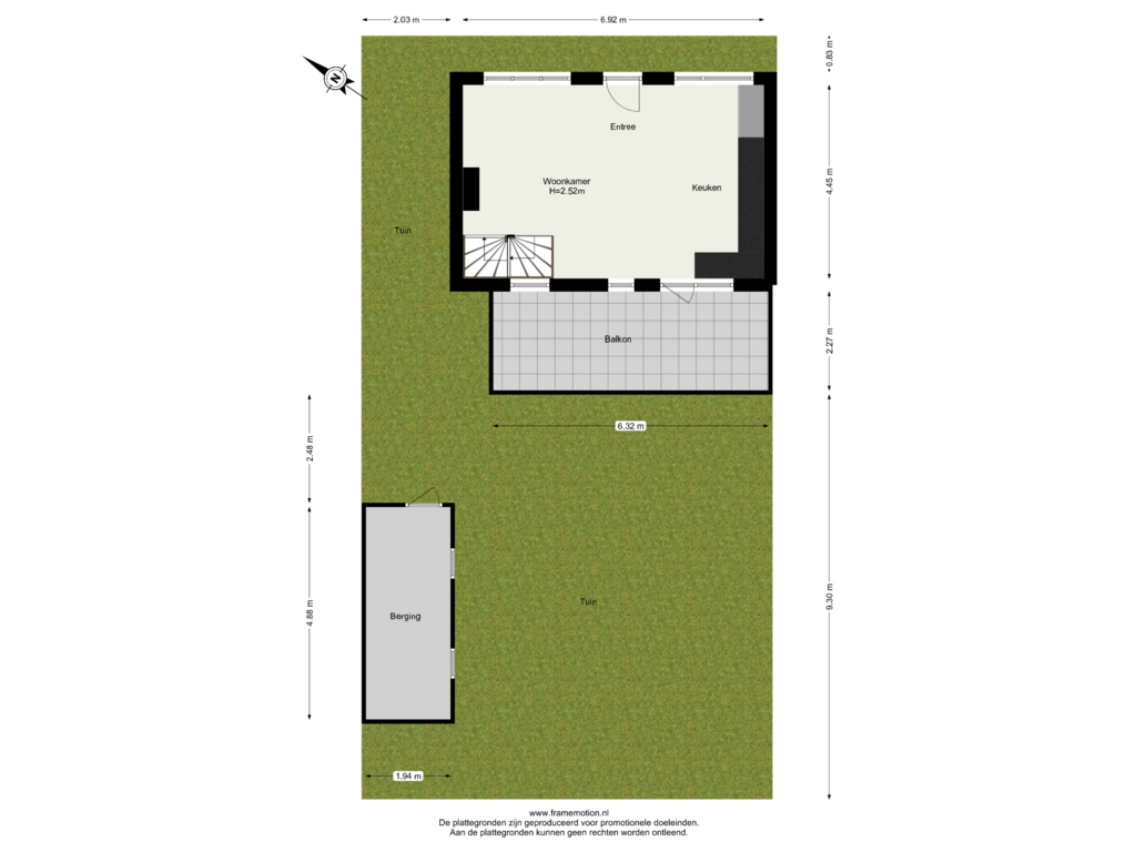 Bekijk plattegrond van Begane Grond tuin van Noorder Kerkedijk 92