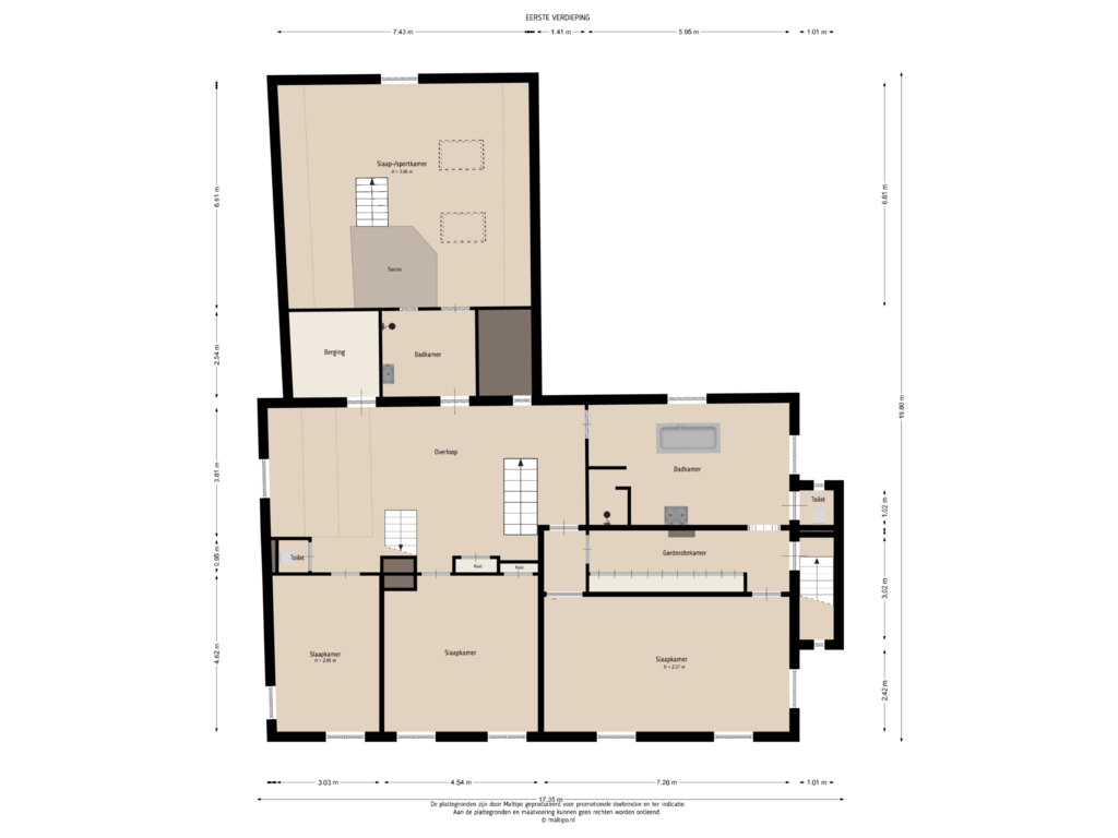 Bekijk plattegrond van Eerste verdieping van Kruisstraat 17