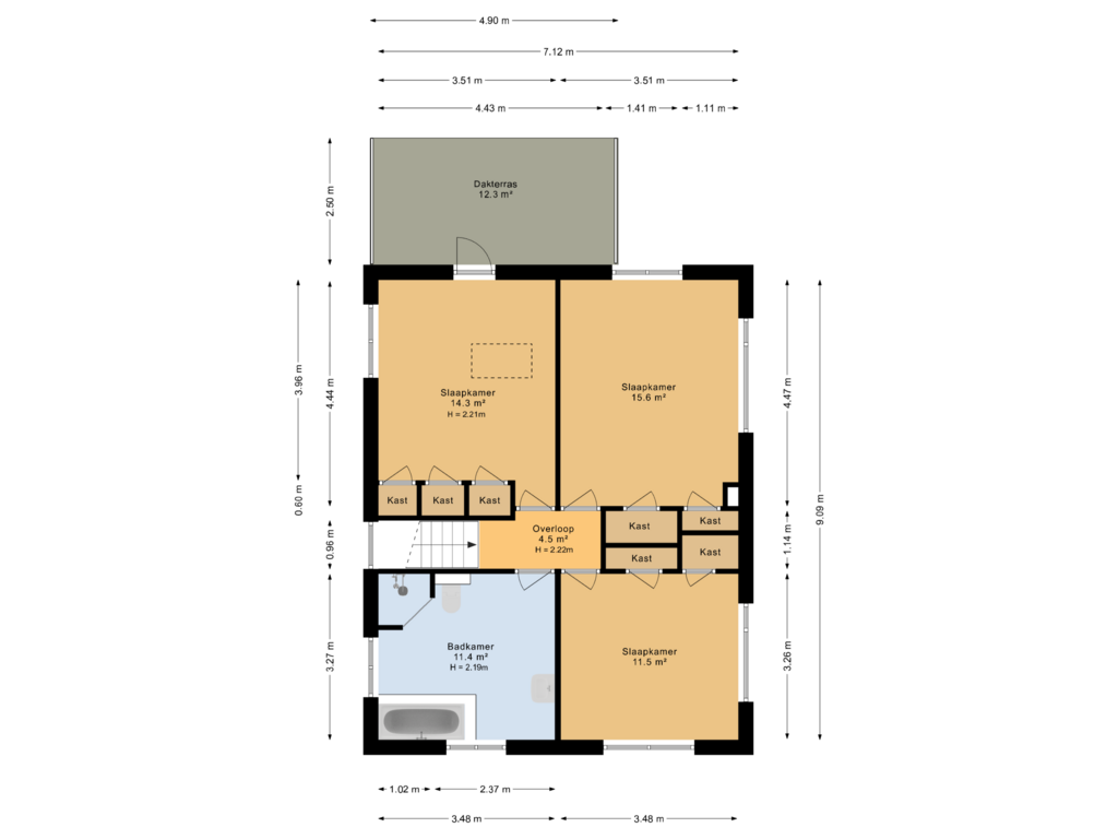 Bekijk plattegrond van 1e Verdieping van Nijewei 36