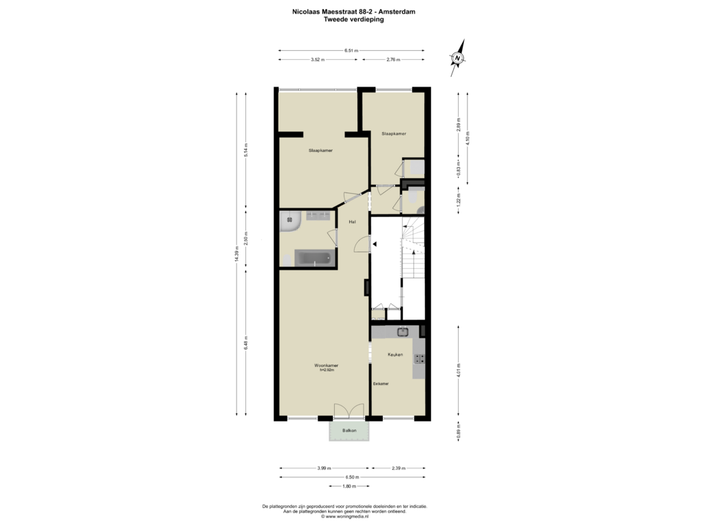 Bekijk plattegrond van 2e_verd van Nicolaas Maesstraat 88-2