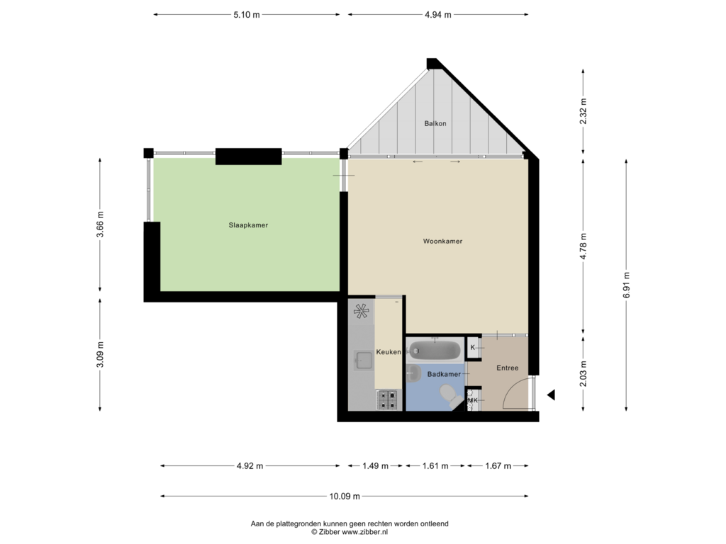 View floorplan of Appartement of Gouden Leeuw 907