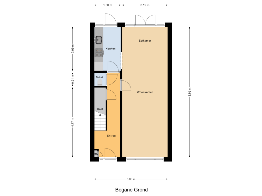 View floorplan of Begane Grond of Binnen Walevest 30