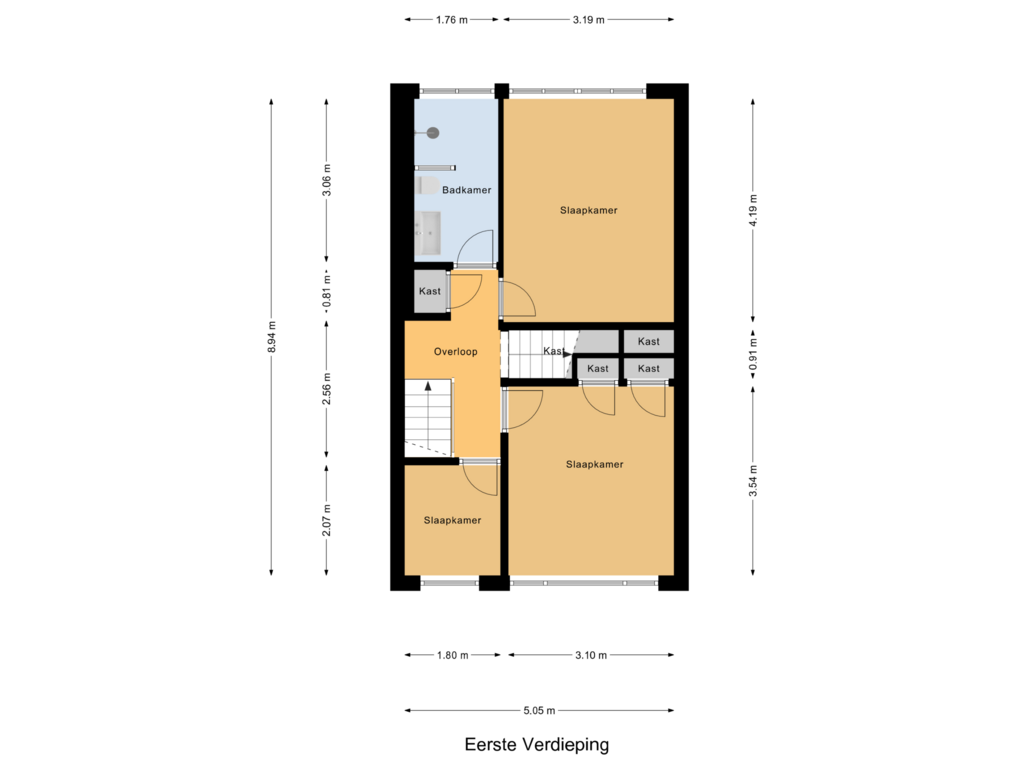 View floorplan of Eerste Verdieping of Binnen Walevest 30