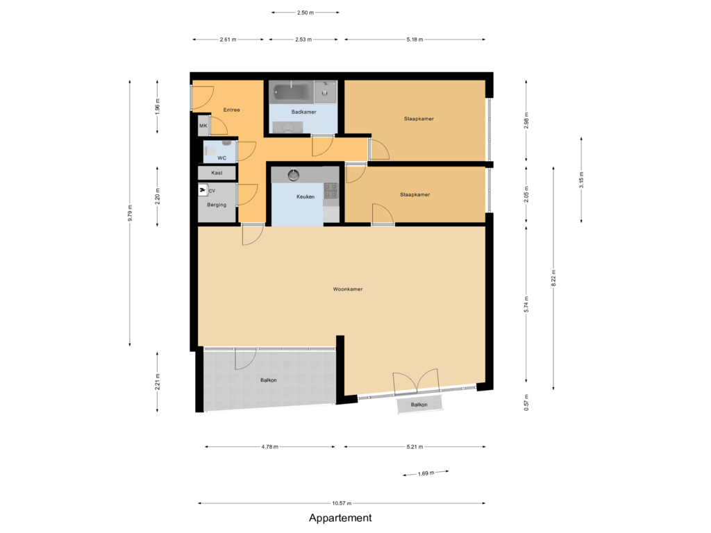 Bekijk plattegrond van Appartement van Rode Kruislaan 70