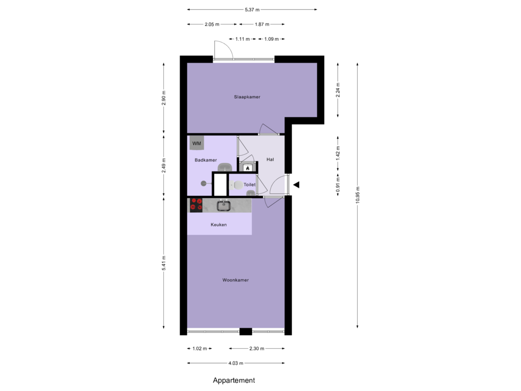 Bekijk plattegrond van Appartement van Oude Haven 25-A