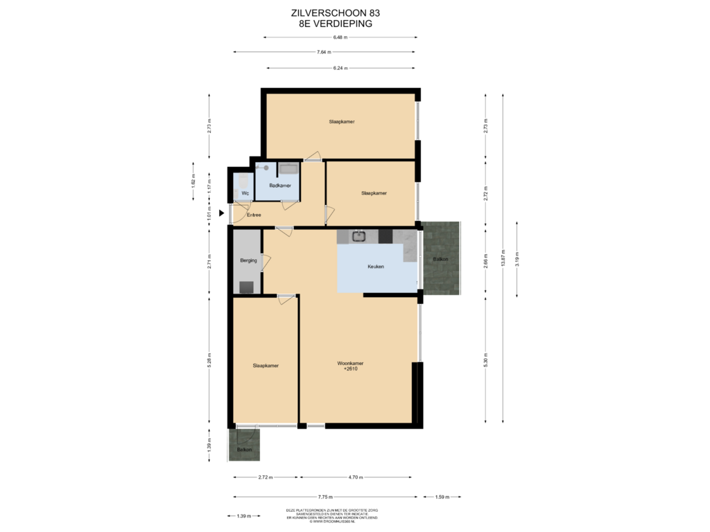 Bekijk plattegrond van 8E Verdieping van Zilverschoon 83