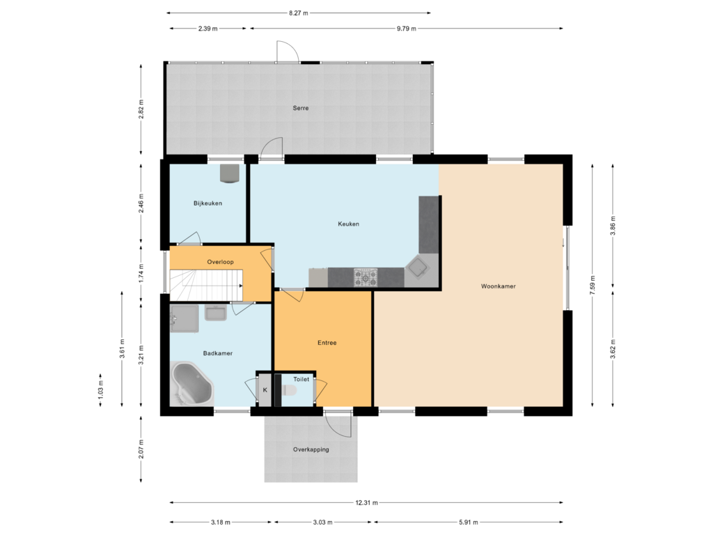 View floorplan of Begane grond of Sweenslag 18