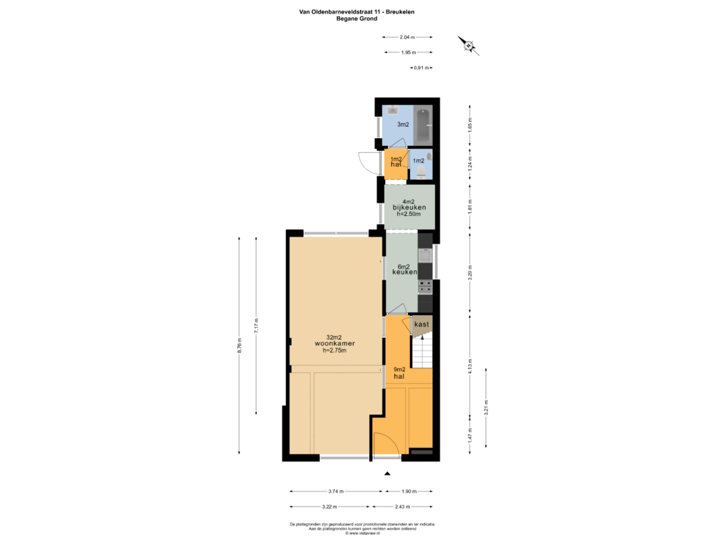 Bekijk plattegrond van BEGANE GROND van Van Oldenbarneveltstraat 11