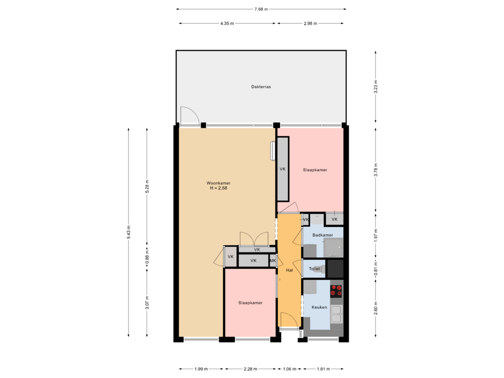 Bekijk plattegrond van appartement van dr. Wiardi Beckmansingel 73