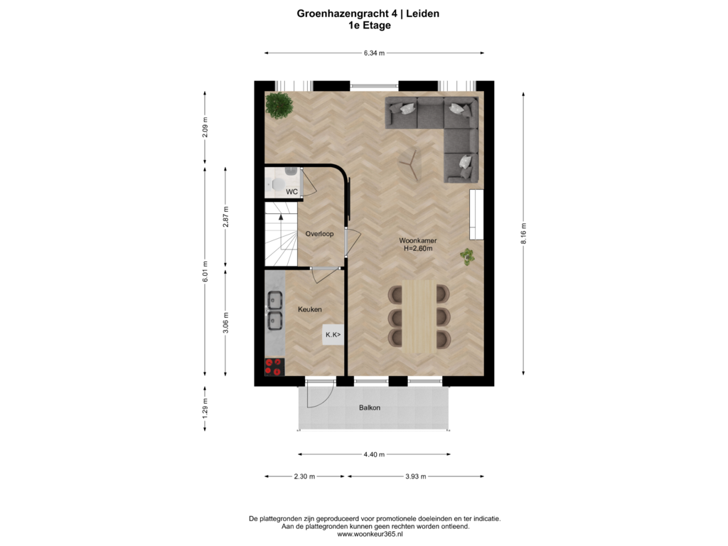 Bekijk plattegrond van 1e Etage van Groenhazengracht 4