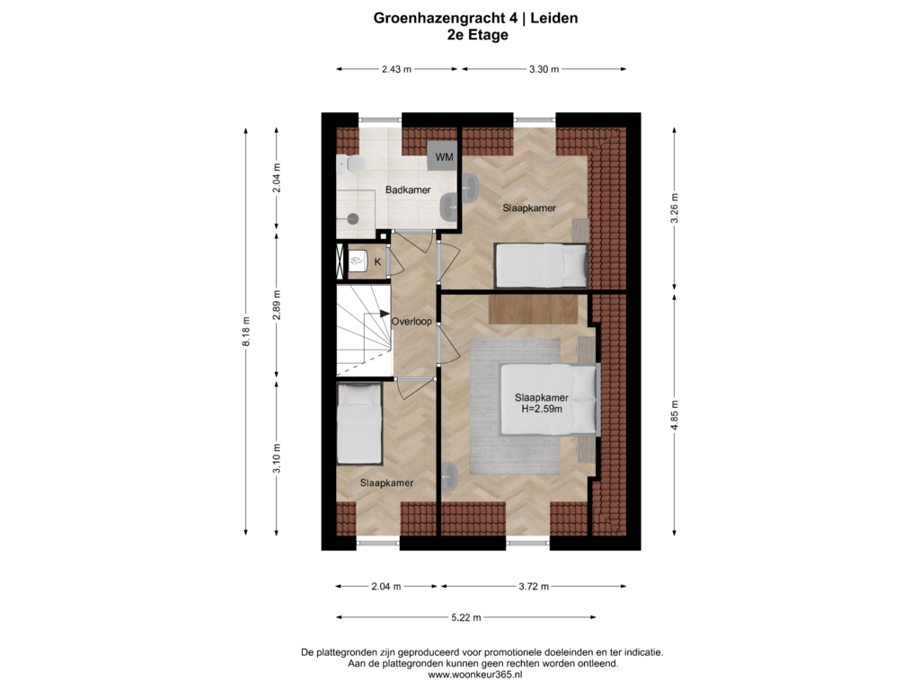 Bekijk plattegrond van 2e Etage van Groenhazengracht 4