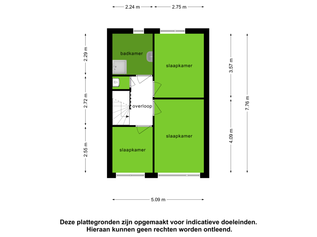 Bekijk plattegrond van 1e verdieping van Kolfbaanstraat 19