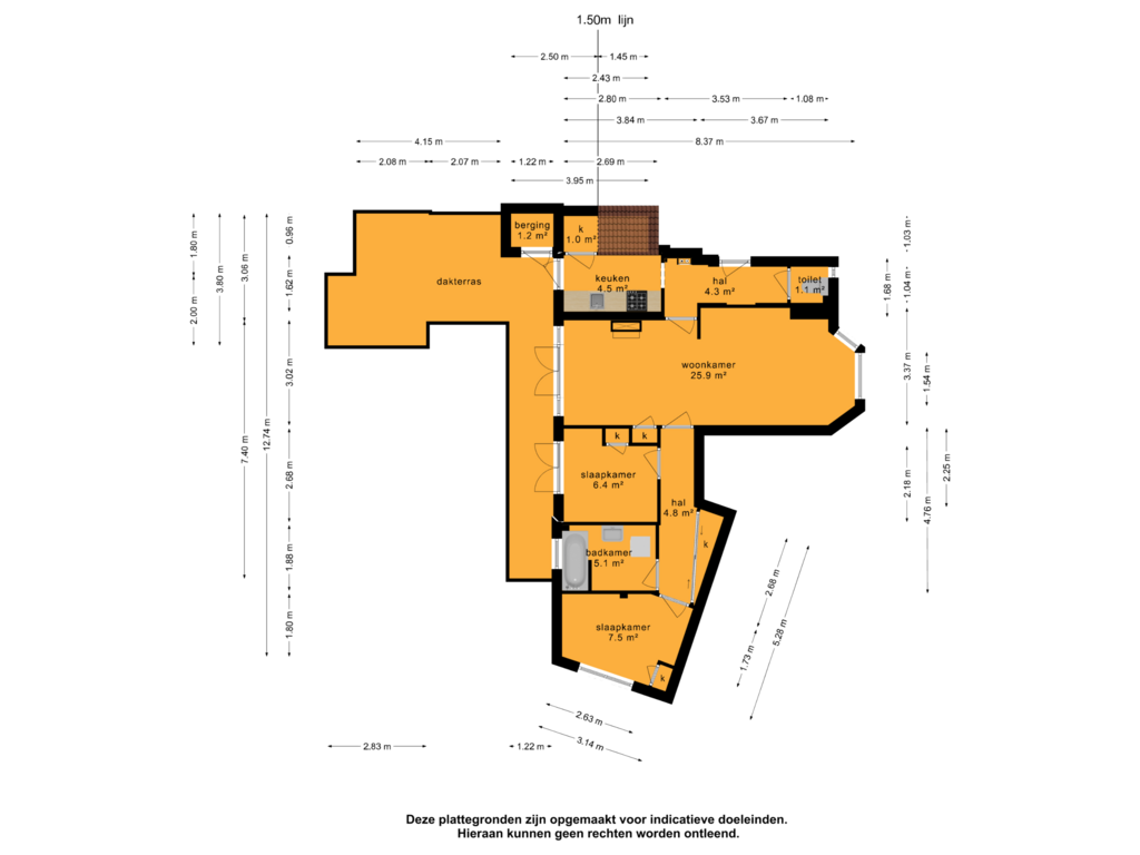 Bekijk plattegrond van Appartement van Madoerastraat 2-A