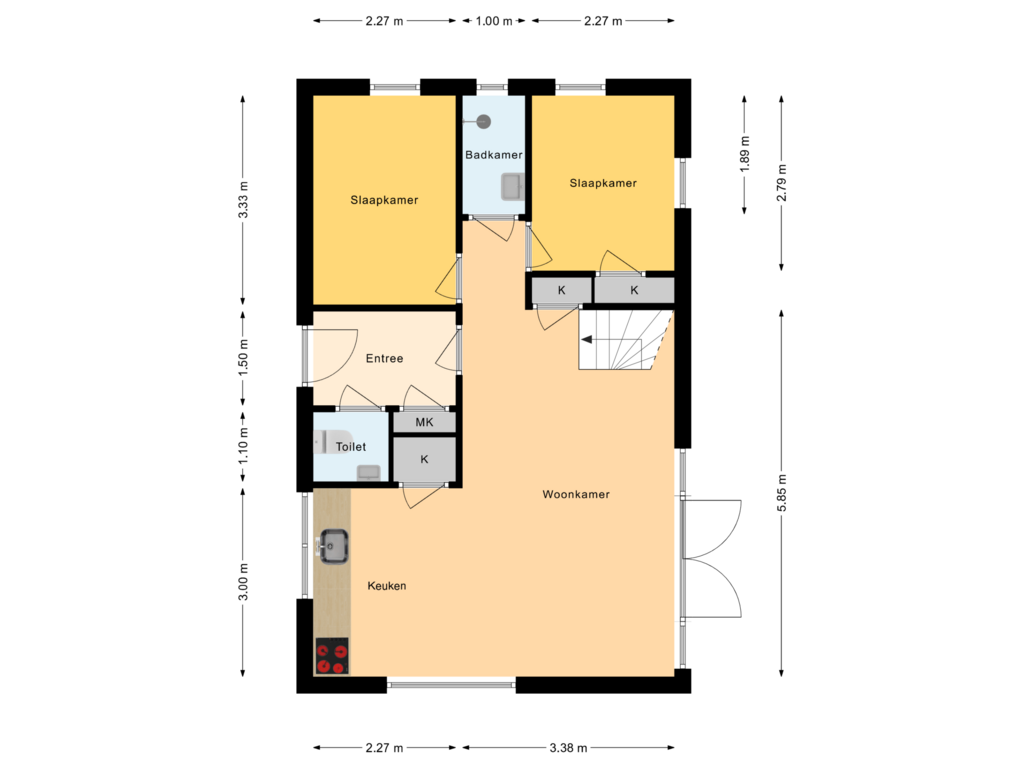 View floorplan of Begane Grond of Fenneweg 39