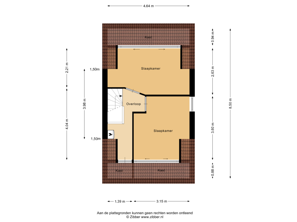 View floorplan of Tweede verdieping of Offenbachplantsoen 2