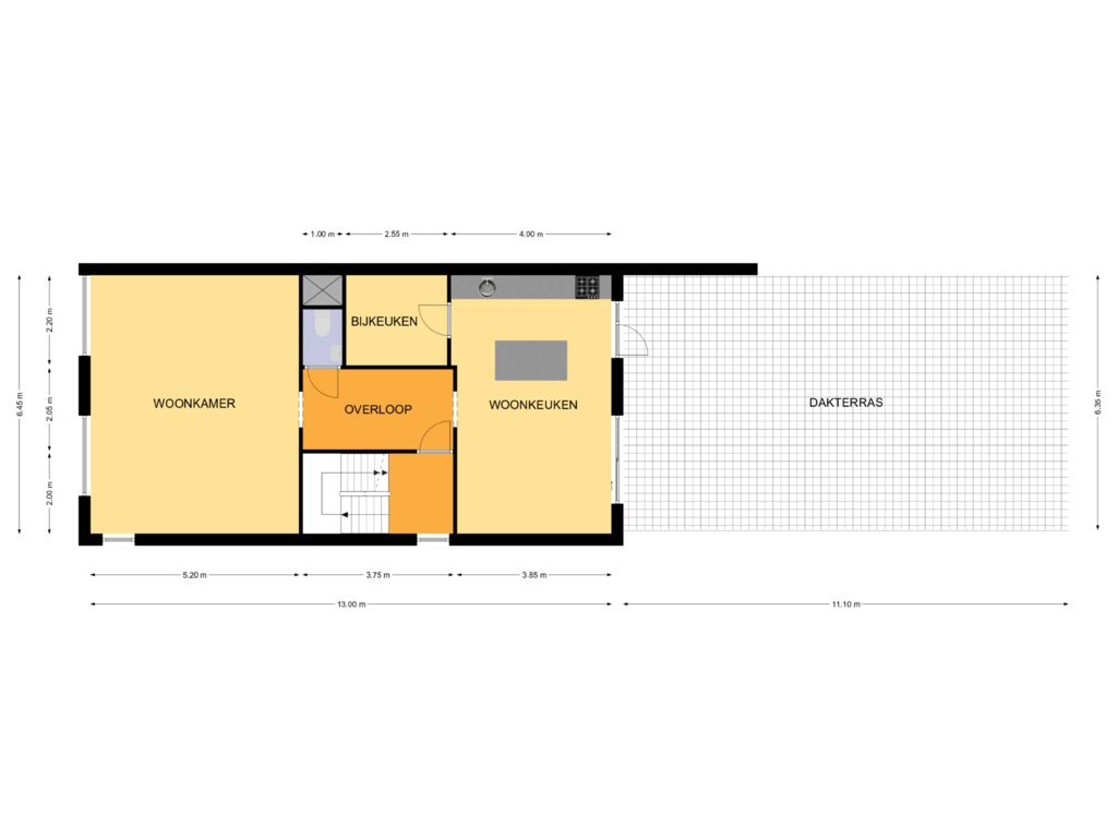 View floorplan of 1e Verdieping of Langewâl 28-A