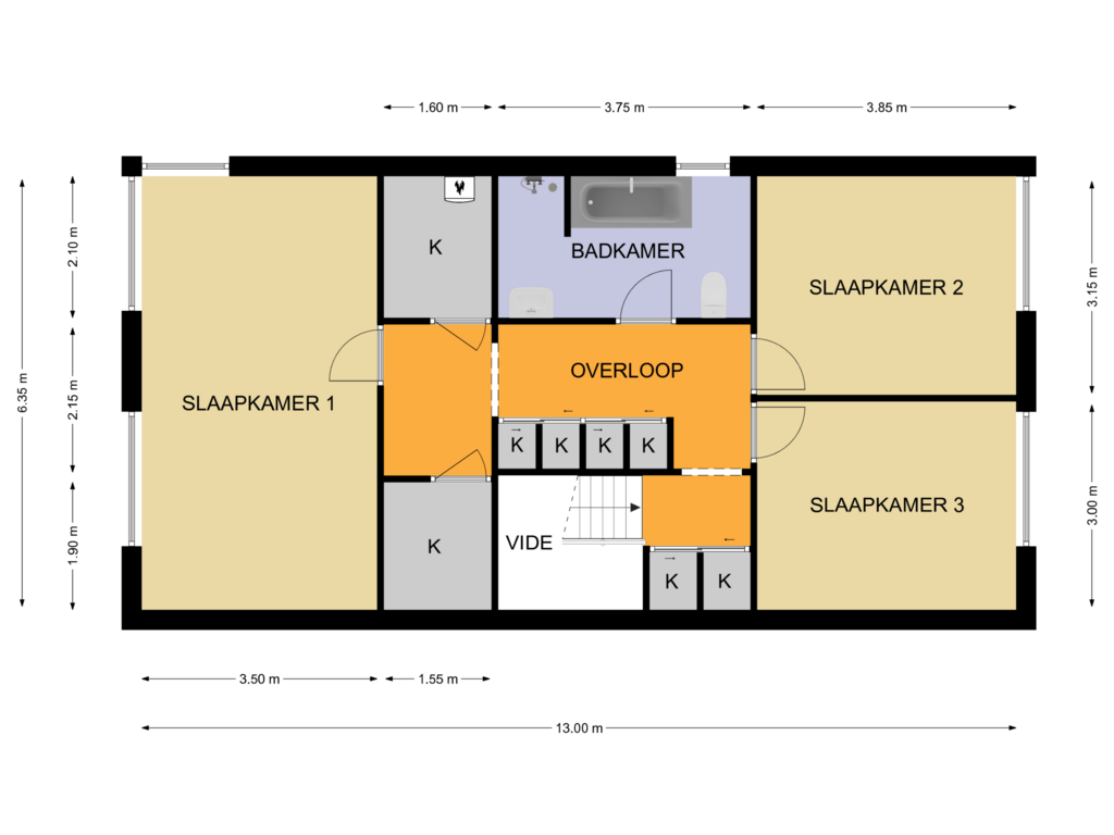 View floorplan of 2e Verdieping of Langewâl 28-A