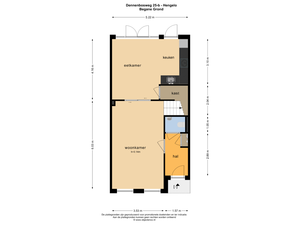 Bekijk plattegrond van BEGANE GROND van Dennenbosweg 25-B