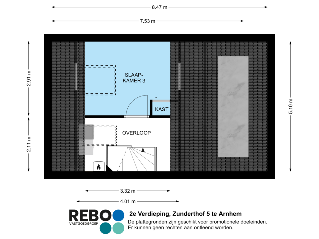 View floorplan of 2e Verdieping of Zunderthof 5