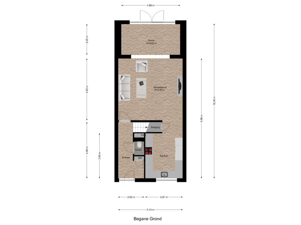 View floorplan of Begane Grond of Digna Johannaweg 532