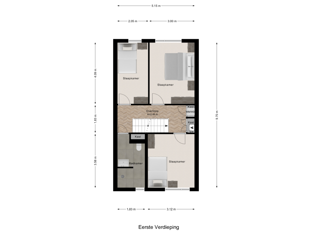 View floorplan of Eerste Verdieping of Digna Johannaweg 532