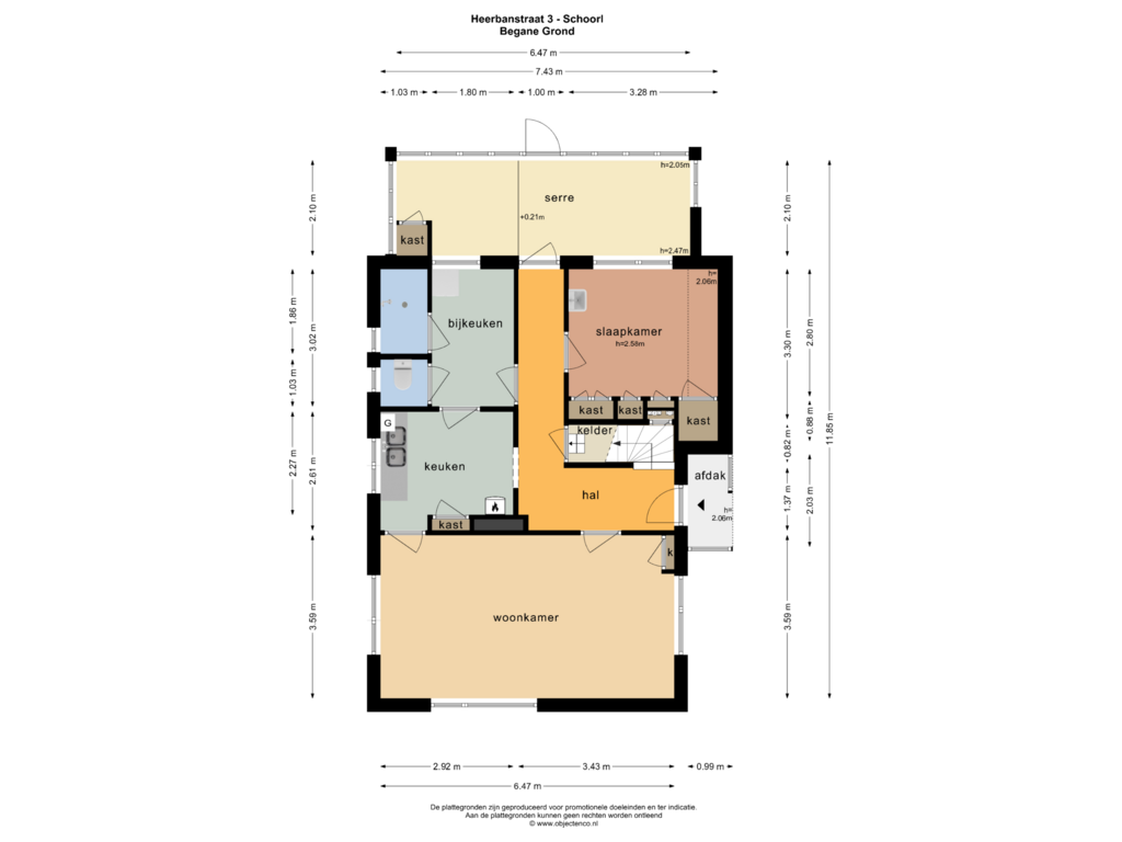 Bekijk plattegrond van BEGANE GROND van Heerbanstraat 3