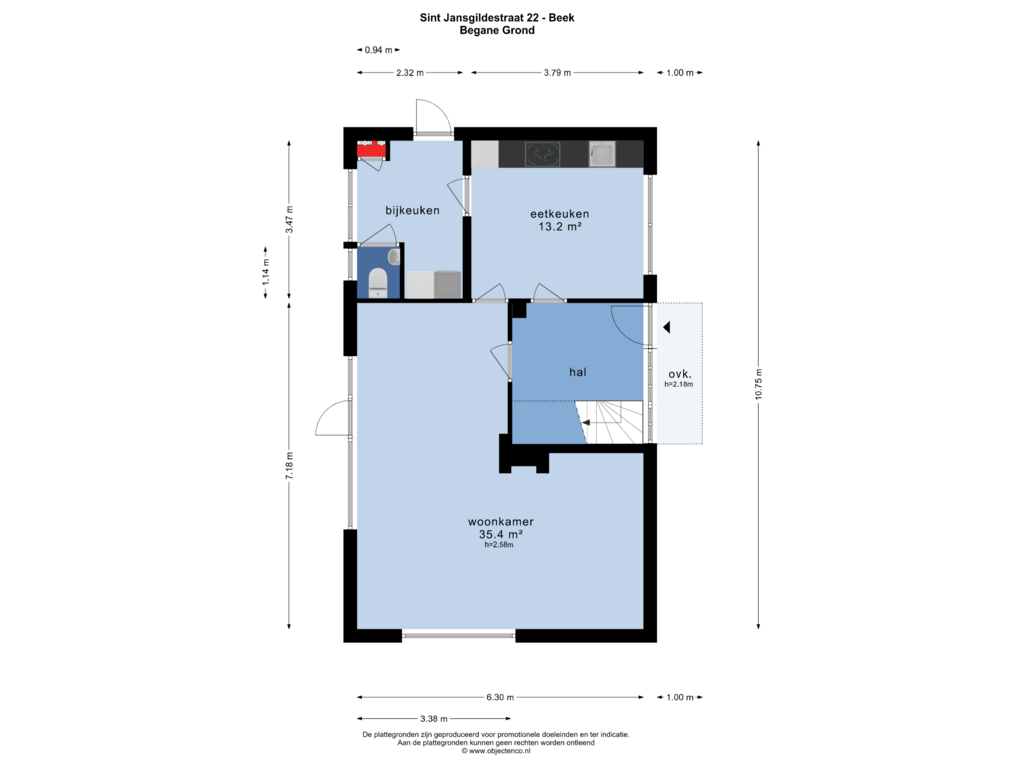 Bekijk plattegrond van BEGANE GROND van Sint Jansgildestraat 22