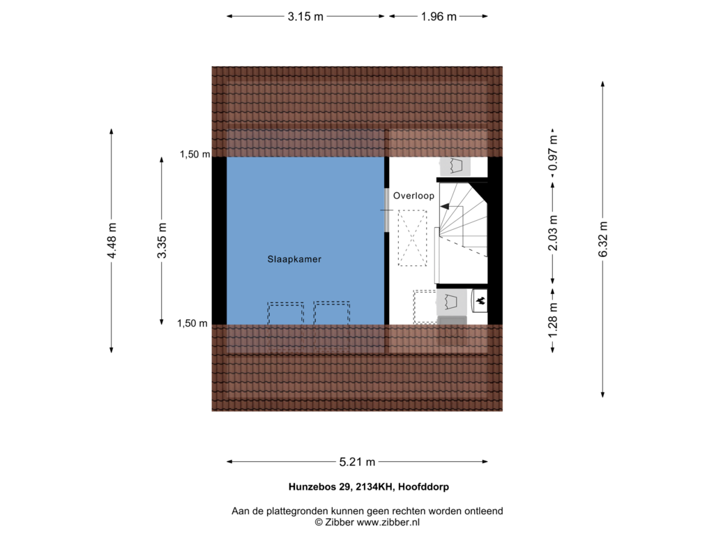 View floorplan of Tweede verdieping of Hunzebos 29