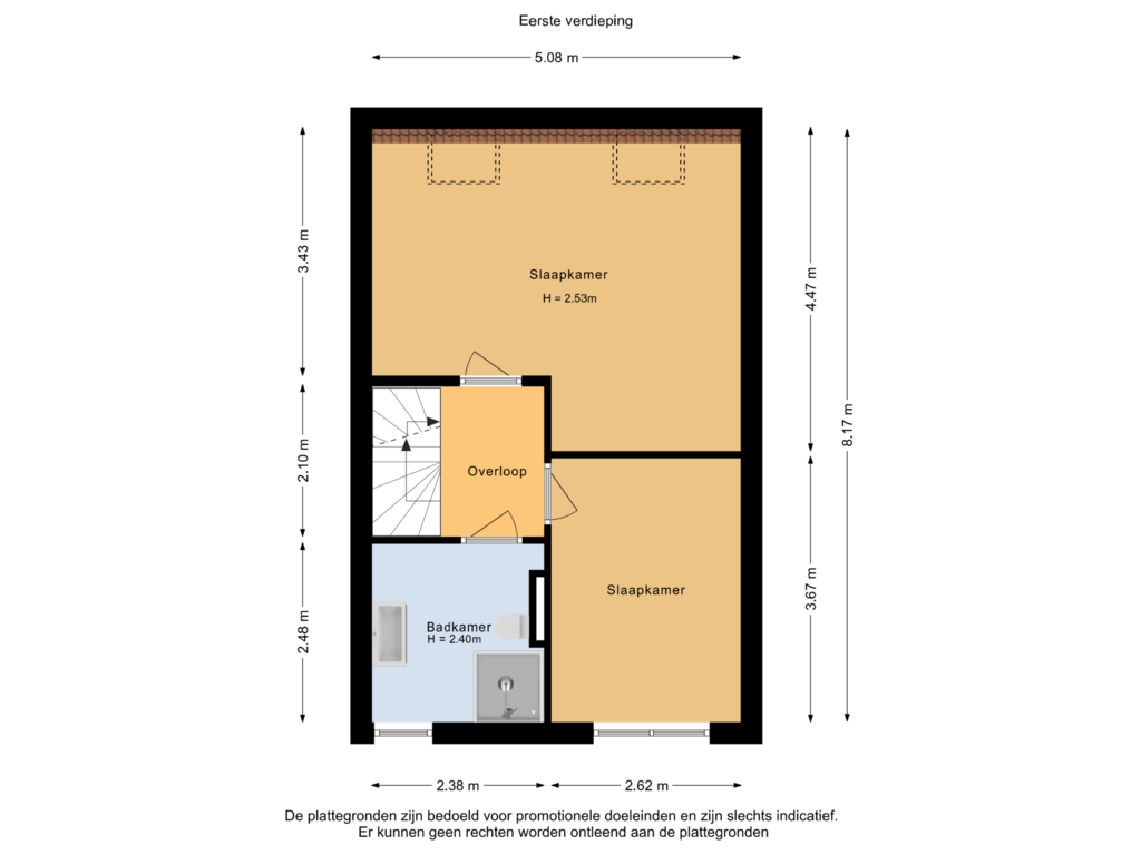 Bekijk plattegrond van  Eerste verdieping van Truffautstraat 7