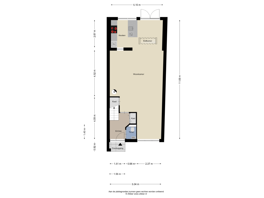 Bekijk plattegrond van Begane Grond van Ien Dalessingel 255