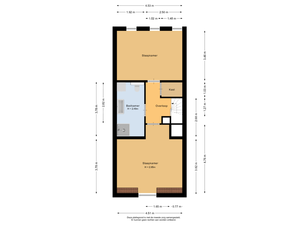 Bekijk plattegrond van Derde verdieping van Zijdewindestraat 27-A