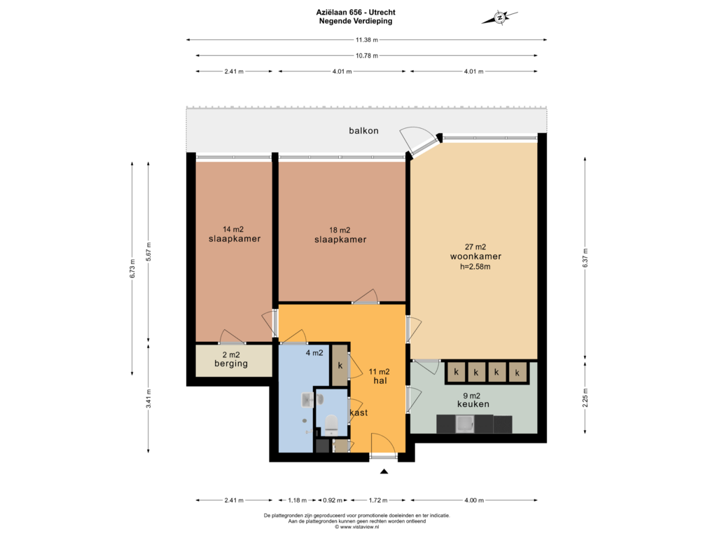 View floorplan of NEGENDE VERDIEPING of Aziëlaan 656