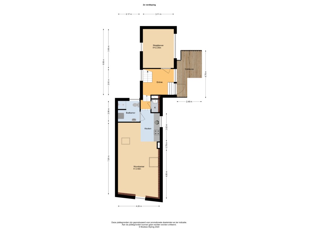 Bekijk plattegrond van 2e verdieping van Zijlvest 1-F