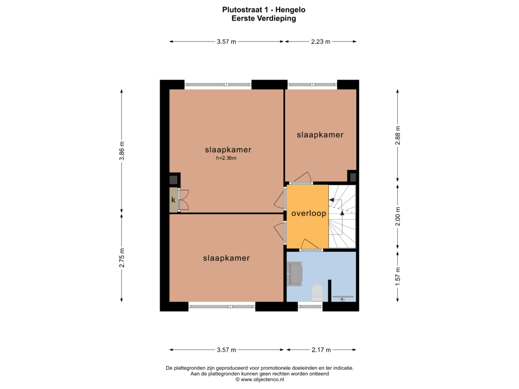 View floorplan of EERSTE VERDIEPING of Plutostraat 1