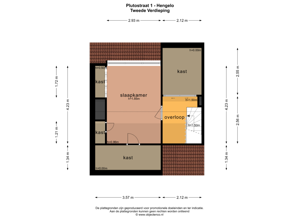 View floorplan of TWEEDE VERDIEPING of Plutostraat 1