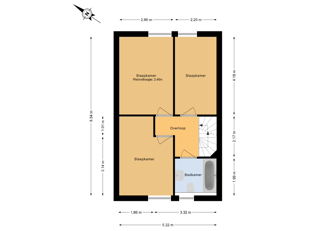 View floorplan of 1e verdieping of Esdoorndreef 104