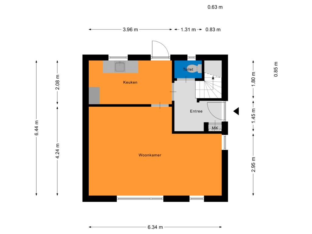 Bekijk plattegrond van Begane grond van Bergstraat 23