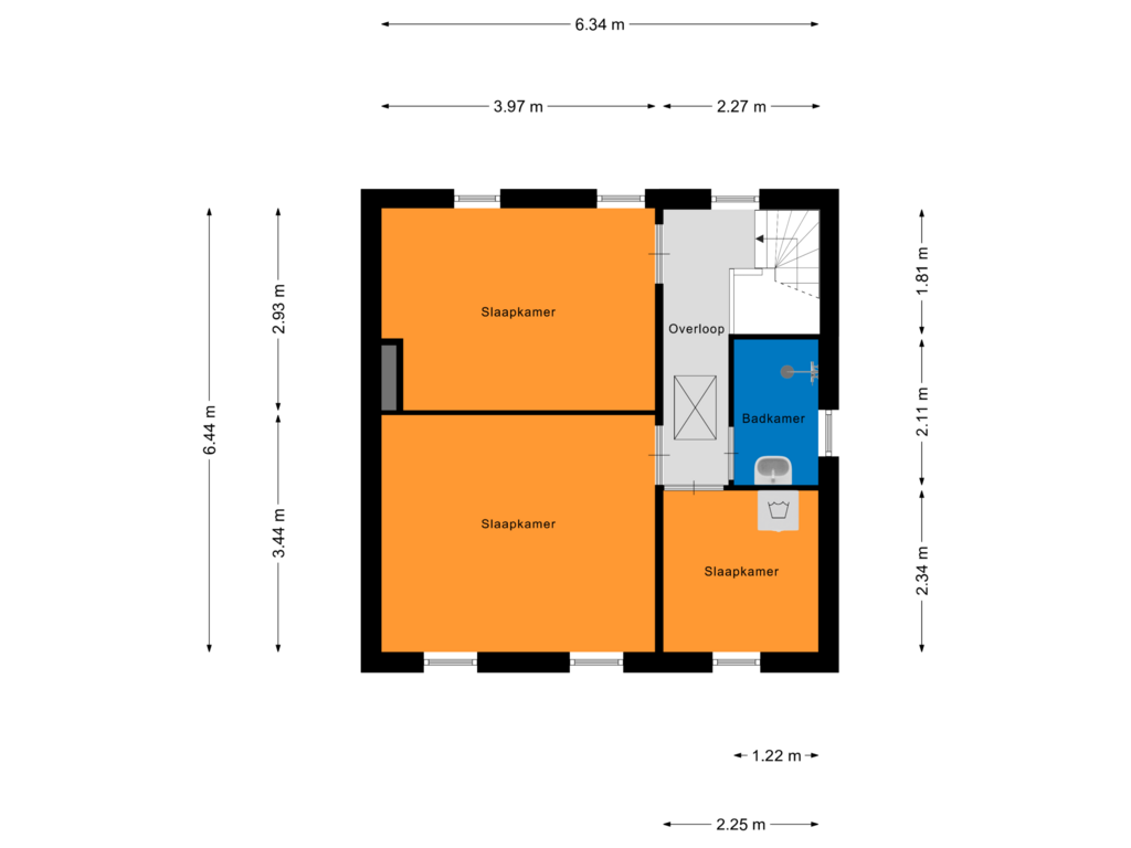 Bekijk plattegrond van Eerste verdieping van Bergstraat 23