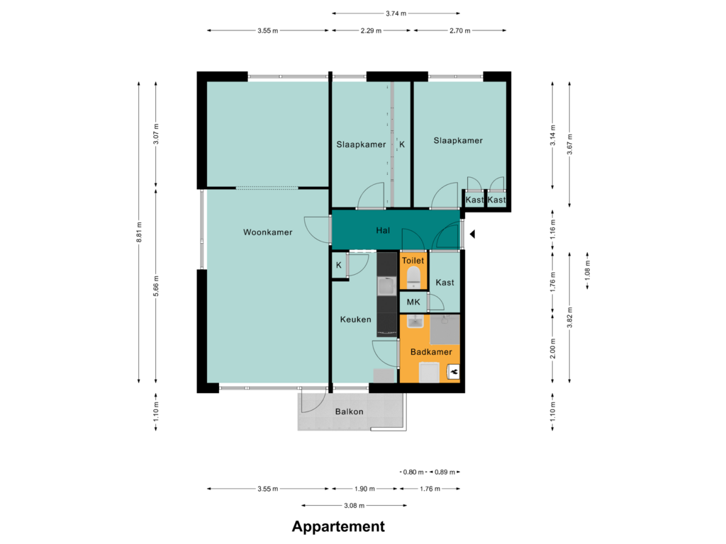 Bekijk plattegrond van Appartement van Elisabethsdal 11