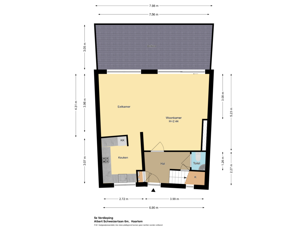 Bekijk plattegrond van 5e Verdieping van Albert Schweitzerlaan 6-M