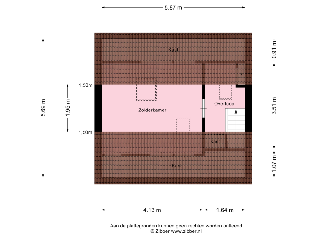 Bekijk plattegrond van Tweede Verdieping van Herweystrjitte 25