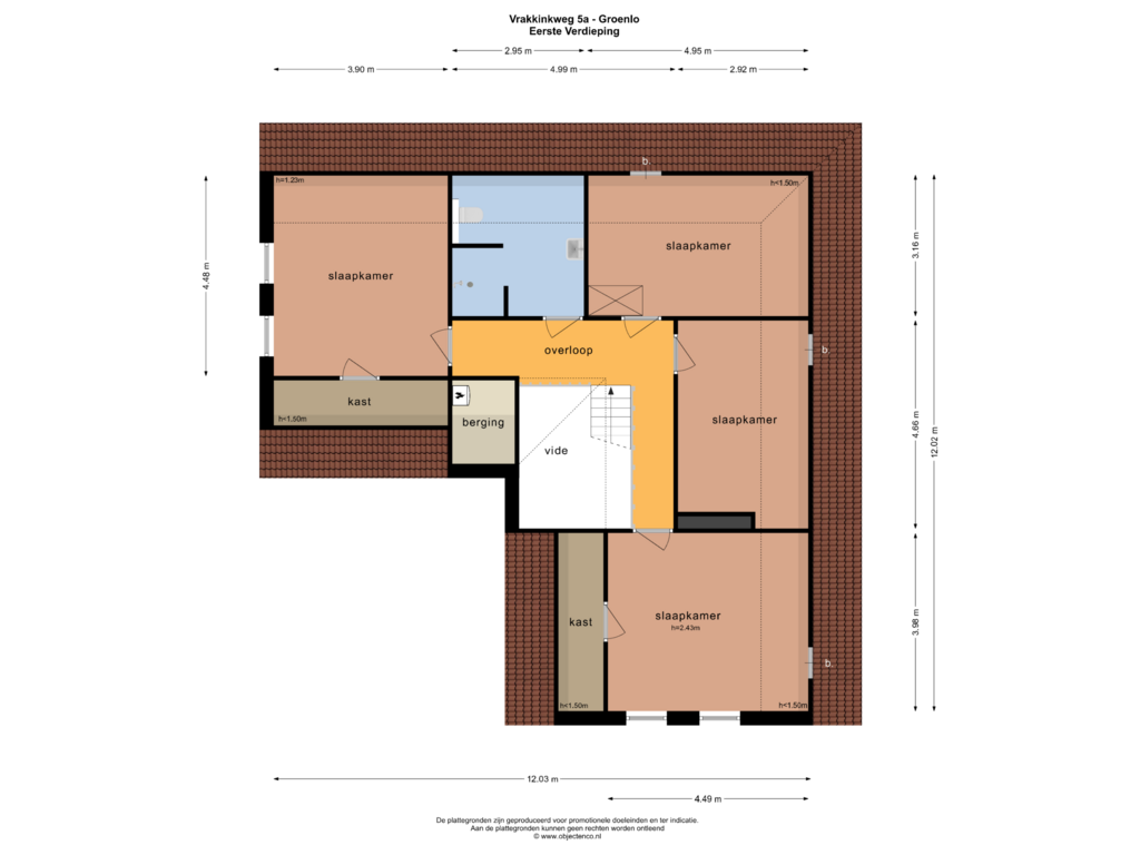 View floorplan of Eerste Verdieping of Vrakkinkweg 5-A