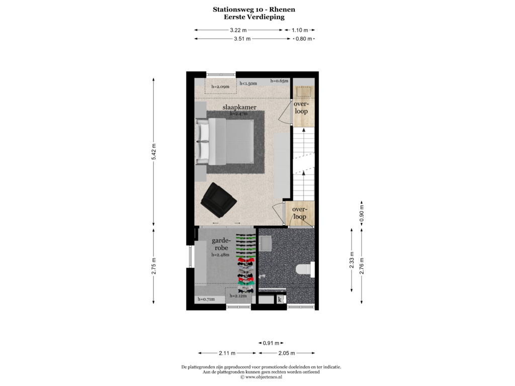 View floorplan of EERSTE VERDIEPING of Stationsweg 10