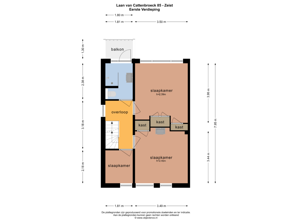 Bekijk plattegrond van EERSTE VERDIEPING van Laan van Cattenbroeck 85