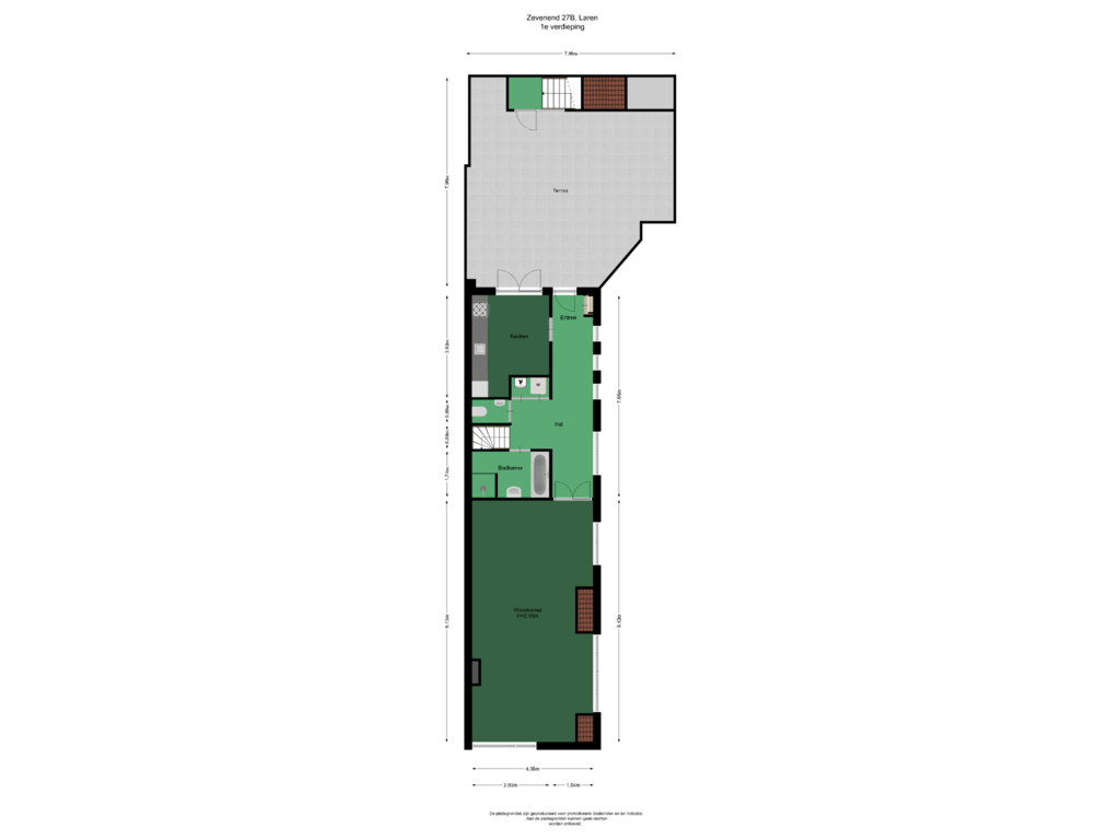 Bekijk plattegrond van 1e verdieping van Zevenend 27-A