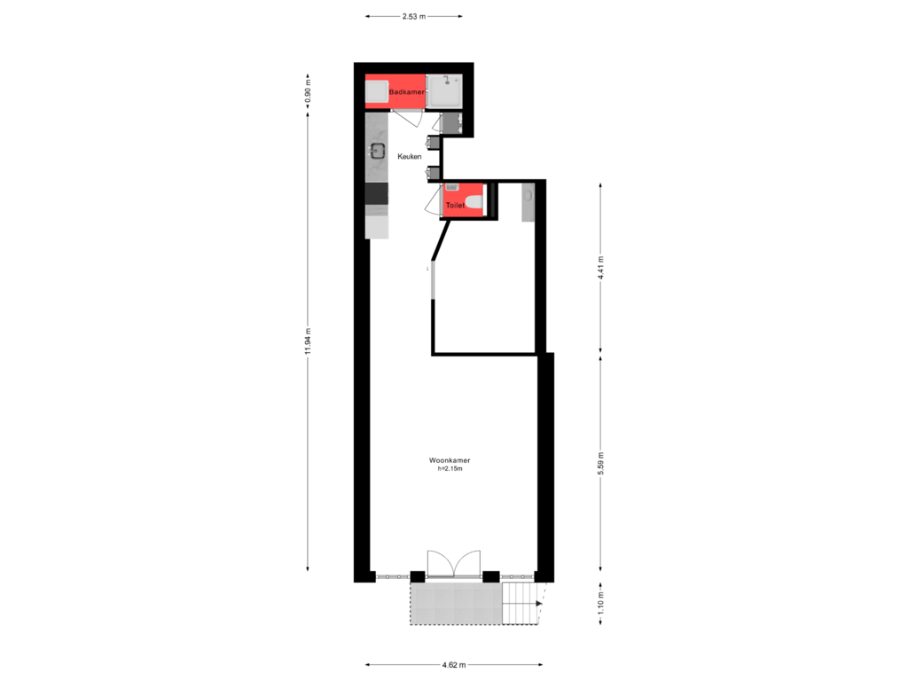 Bekijk plattegrond van Souterrain van Prinsengracht 349-A